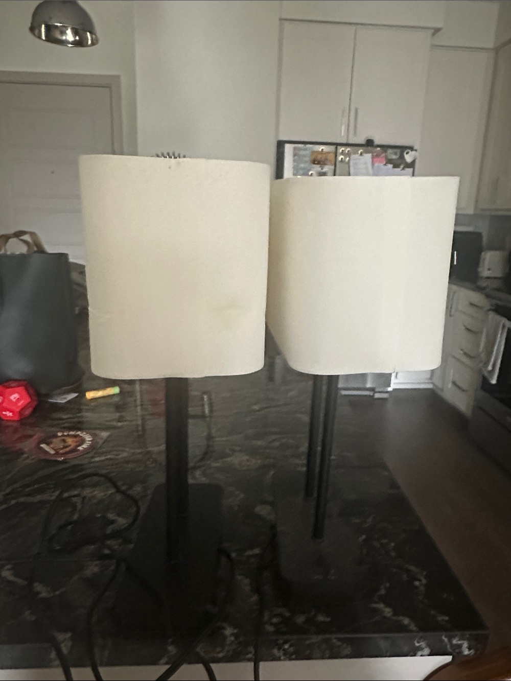 Home Accents Black Table Lamps with Cream Drum Shades - Set of 2